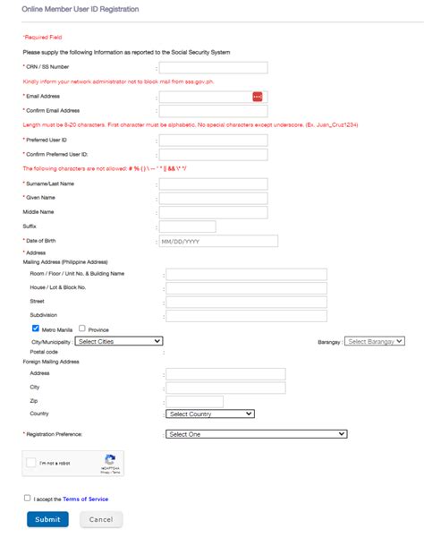 sss online registration login